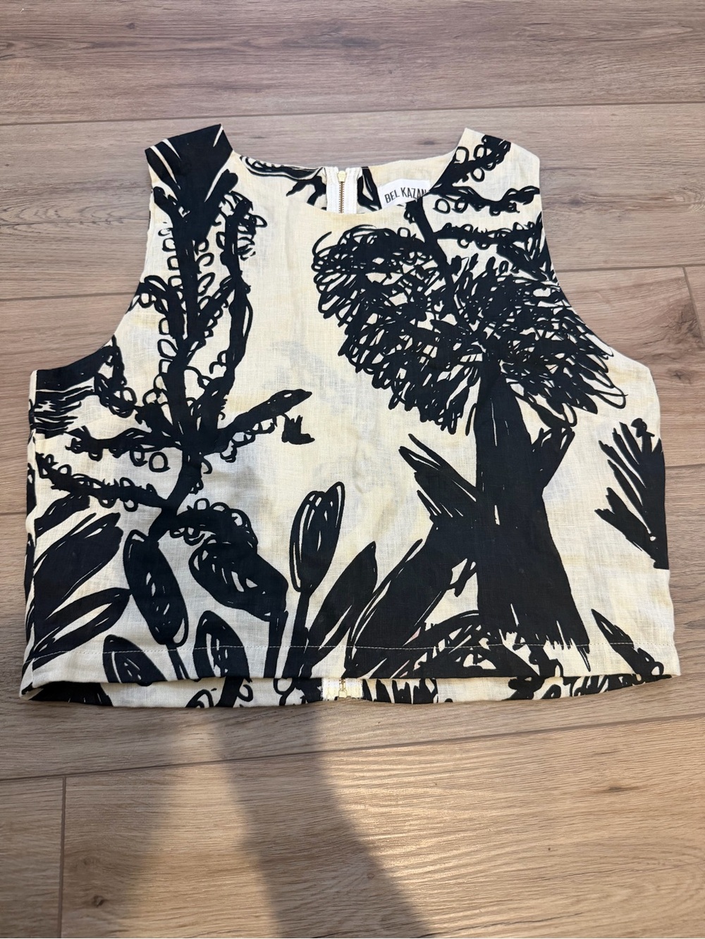 Bel Kazan 100% Linen Printed Crop Top Size L